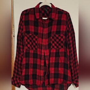 Seven7 Red & Black Buffalo Plaid Button Shirt